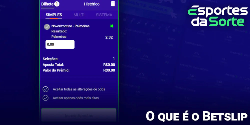 Betslip no Esporte Da Sorte