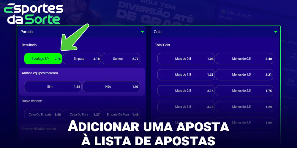 Selecione um evento para apostar no Esporte Da Sorte