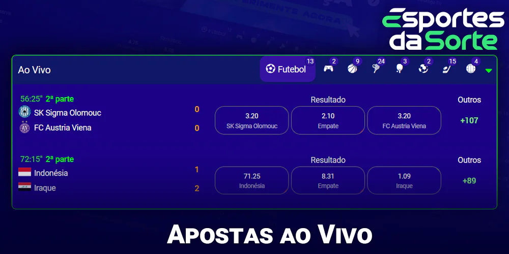 Apostas ao vivo no Esporte Da Sorte