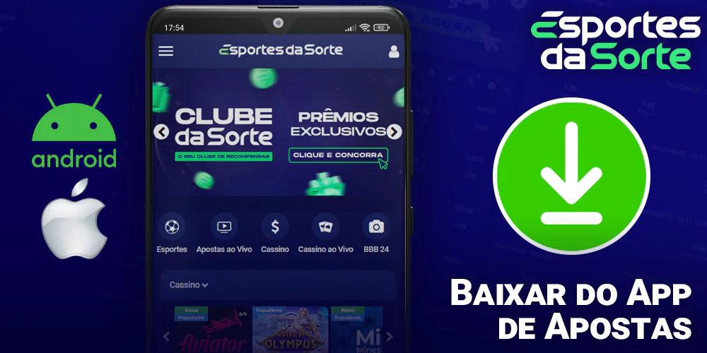 Apostas esportivas no aplicativo móvel Esporte Da Sorte