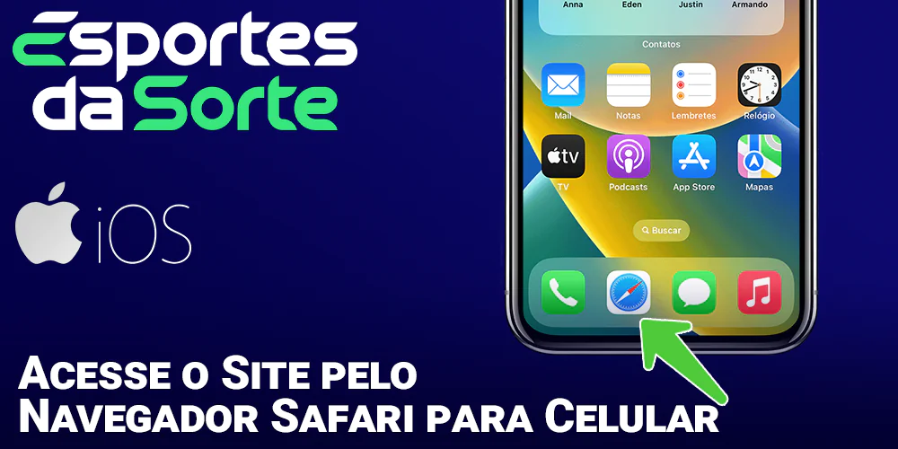 Abra o site do Esporte Da Sorte em seu navegador Safari
