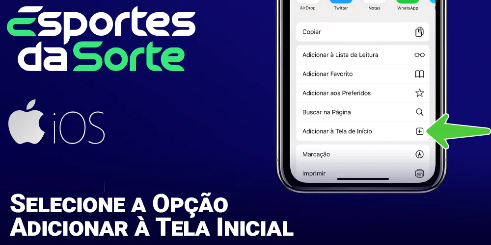 Envie o ícone do Esporte Da Sorte para a tela inicial do seu iPhone