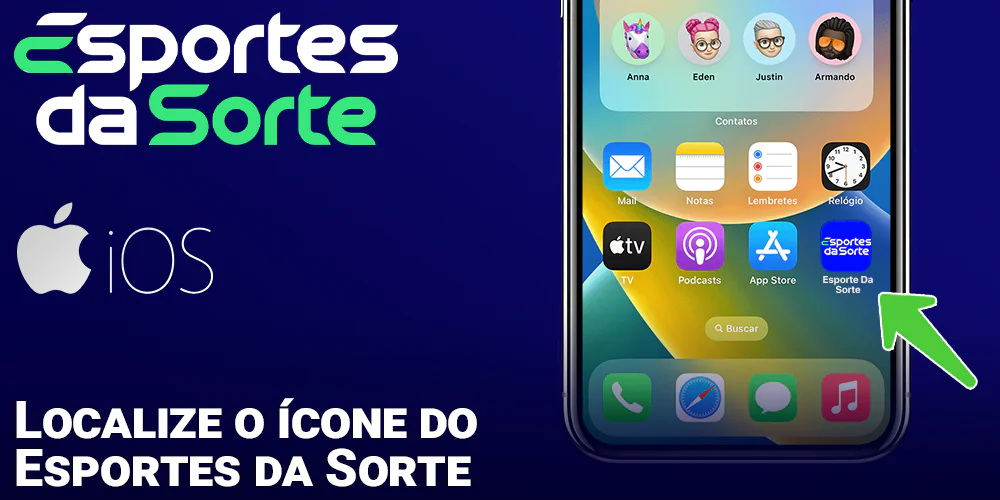 Localize o aplicativo Esporte da Sorte na tela inicial do seu iPhone